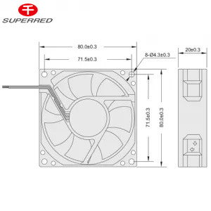 사용자 지정 150g DC 냉각 팬 볼 베어링 또는 수지 베어링 80x80x20 냉각 팬